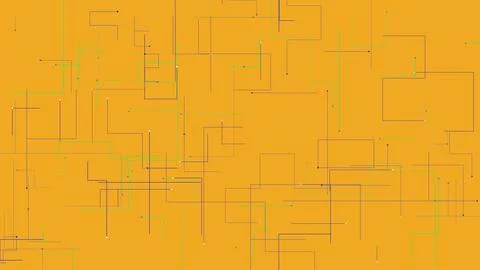 Abstract Digital Technology Background with Yellow Base and Interconnected .. Stock Illustration