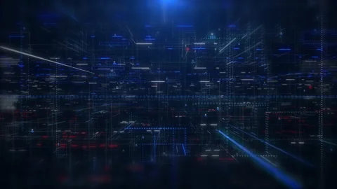 Abstract digital technology big data connection fly through 4K loop Stock Footage 235609688