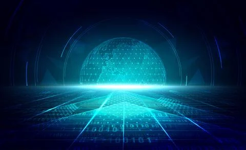 Abstract digital technology big data blue green background cyber nano tech Stock Illustration