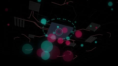 Abstract digital technology concept with floating geometric shapes and glow.. Stock Footage 344240364