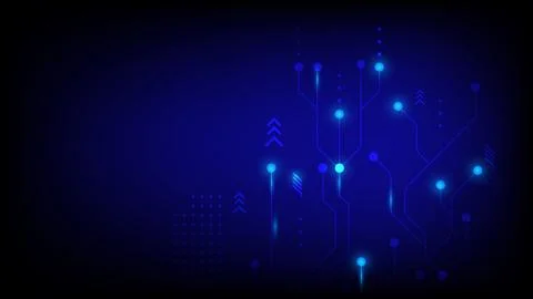 Abstract digital technology concept with glowing blue circuit lines Stock Illustration
