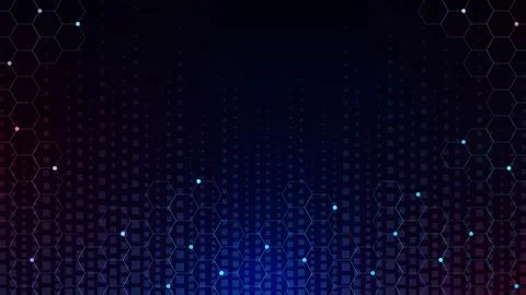 Abstract digital technology concept with hexagons and glowing particles. Stock Illustration