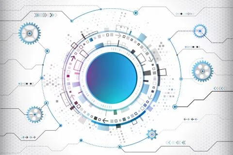 Abstract digital technology concept. High tech computer innovation on the gre Illustrazione stock