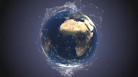 Abstract digital technology connection on Earth concept background Stock Illustration