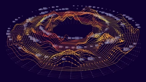 Abstract digital technology disk. Circles data noise motion flow. Futuristi.. Video stock 332605242