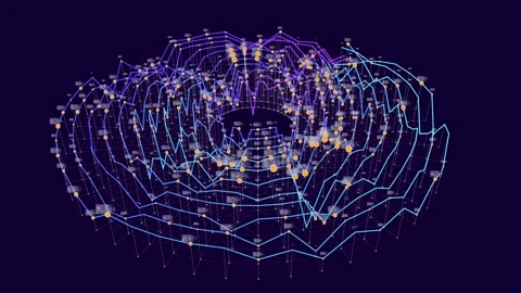 Abstract digital technology disks analyzing. Big Data. Futuristic lines inf.. Stock-Footage 331802792