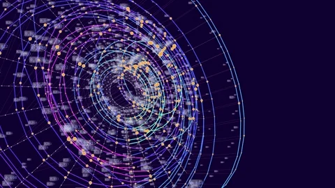 Abstract digital technology disks analyzing. Big Data. Futuristic lines inf.. 動画素材 332989584