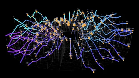 Abstract digital technology disks analyzing. Big Data. Futuristic lines inf.. 스톡 동영상 338374479
