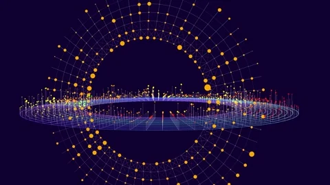 Abstract digital technology disks. Big Data. Circles from color data radial.. 库存影片 332989533