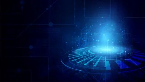 Abstract digital technology futuristic circuit board blue background cyber tech Stock Illustration