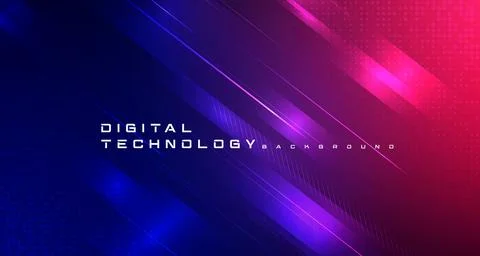 Abstract digital technology futuristic circuit blue pink background Cyber sciene Stock Illustration