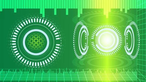 Abstract digital technology green background. Illustrazione stock