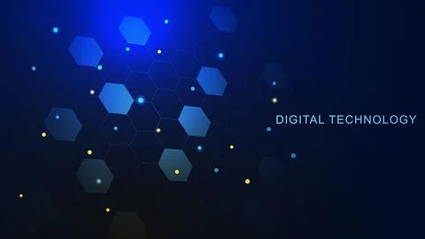 Abstract digital technology with hexagon shapes. Stockillustratie
