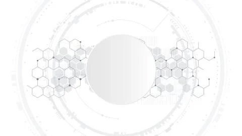 Abstract digital technology hexagonal operation board template concept backgr Illustrazione stock