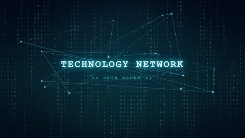 Abstract digital technology network animation with binary code background and Vidéo 345756366