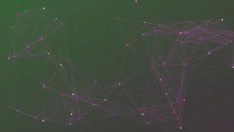 Abstract Digital Technology Network Connection with Colorful Dots and Plexu.. Stock Illustration
