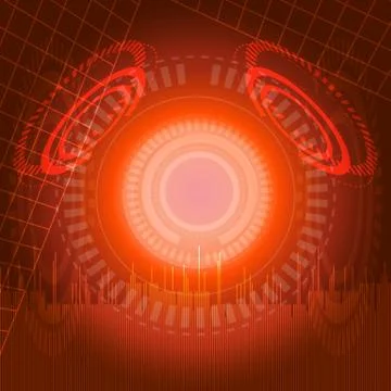Abstract digital technology red background. Illustrazione stock