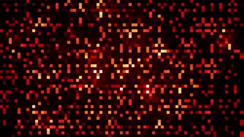 Abstract digital telemetry grid background with glowing red and orange therm Video stock 336383468