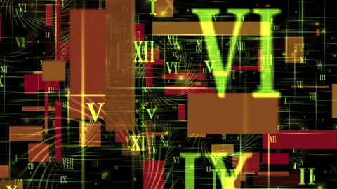 Abstract Digital Time Background Roman Numerals Floating Animation 库存影片 336613360