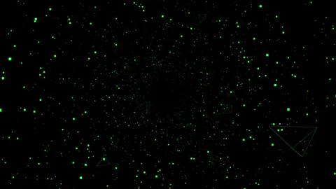 Abstract Digital Time Debris and Wireframe Polygon Tunnel Loop Stock-Footage 330860706