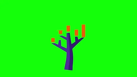 Abstract Digital Tree with Orange Bars on Green Screen Stock-Footage 331050075