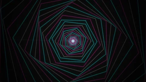 Abstract digital tunnel background featuring concentric pentagonal neon lig.. Stock Footage 346723645