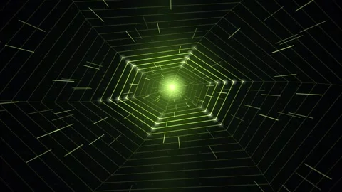 Abstract digital tunnel background featuring glowing neon green geometric g.. Stock Footage 346723651