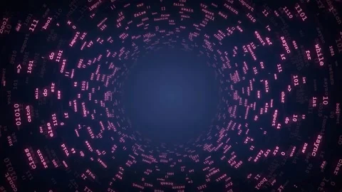 Abstract Digital Tunnel of Binary Code and Programming Data Flowing Through Vídeo Stock 343168154