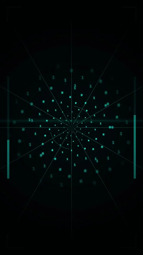 Abstract Digital Tunnel with Binary Code Data Stream and Glowing Network Line Stock Footage 346196717