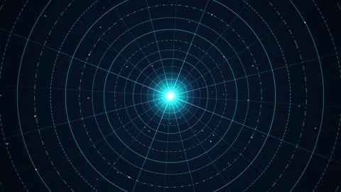Abstract Digital Tunnel Concentric Rings Glowing Light Center Loop Animation Stock Footage 346054946
