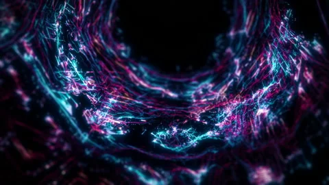Abstract digital tunnel funnel artificial intelligence neural network Stock Footage 113347953