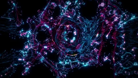 Abstract digital tunnel funnel artificial intelligence neural network loop Stock Footage 113347961