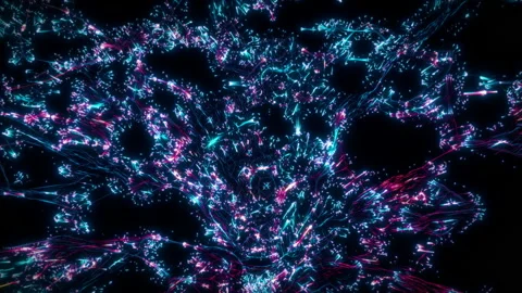 Abstract digital tunnel funnel artificial intelligence neural network loop Stock Footage 113348509