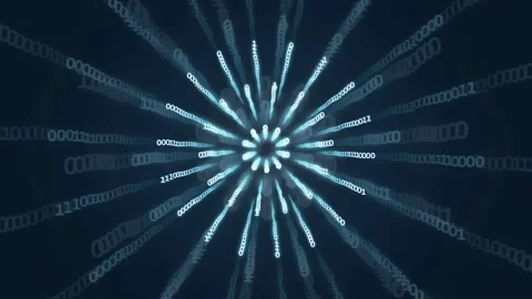 Abstract Digital Tunnel of Glowing Blue Binary Code and Data Streams Moving Stock Footage 339321975