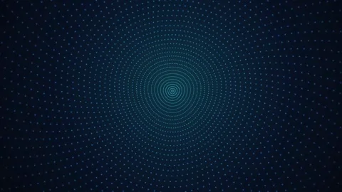 Abstract digital tunnel of glowing blue dots, hypnotic concentric circle Stock Footage 346679963