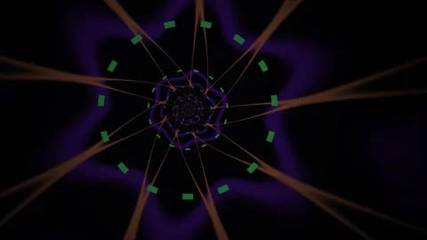 Abstract Digital Tunnel with Glowing Geometric Star Patterns and Pulsing Li.. Stock Footage 340511677