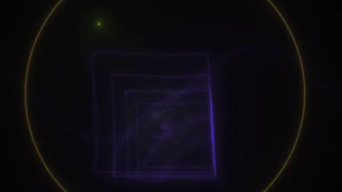 Abstract Digital Tunnel with Glowing Geometric Square Frames and Pulsing Ligh Stock Footage 341786783