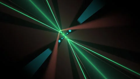 Abstract Digital Tunnel with Glowing Green Laser Beams and Pulsing Light Ef.. Stock Footage 341786845