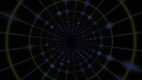 Abstract Digital Tunnel with Glowing Grid and Particles. Stock Footage 334451830