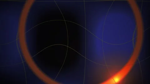 Abstract Digital Tunnel with Glowing Orange Ring and Geometric Grid Lines. Stock Footage 341786826