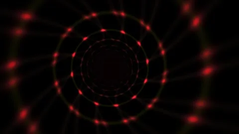 Abstract Digital Tunnel with Glowing Red Pulsing Nodes and Geometric Connec.. Video stock 341786943