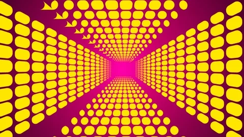 Abstract digital tunnel of yellow dots moving forward with purple backgroun.. Stock Footage 341579725