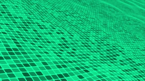 Abstract digital Turquoise color wave with lines and dots wave background Stock Footage 296089401