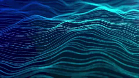 Abstract digital turquoise particle wave motion v. Stock Footage 336812871