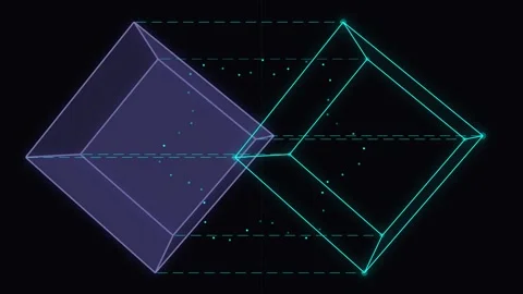 Abstract Digital Twin Synchronization and Data Streaming Animation Stock Footage 345514435