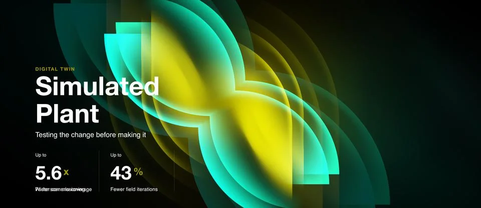 Abstract digital twin visualization. Glowing plant simulation with data point Stock Illustration