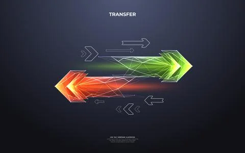 Abstract digital two left-right arrows with green and red shapes Stock Illustration