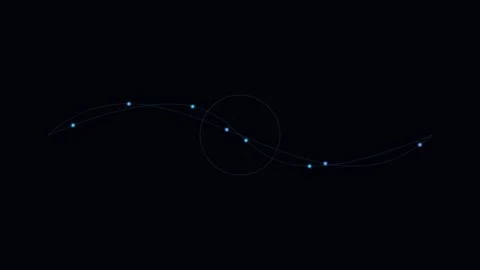Abstract digital vector path with glowing anchor points on black background Видео 338310776