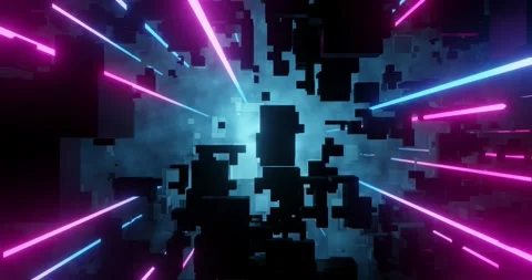 Abstract digital virtual city parallax. Stock Footage 148156997