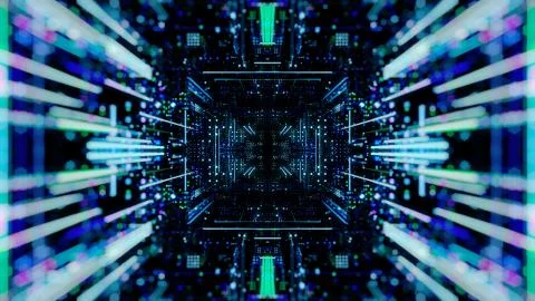 Abstract digital virtual city. Scanning city for hackers attack concept. Stockillustratie